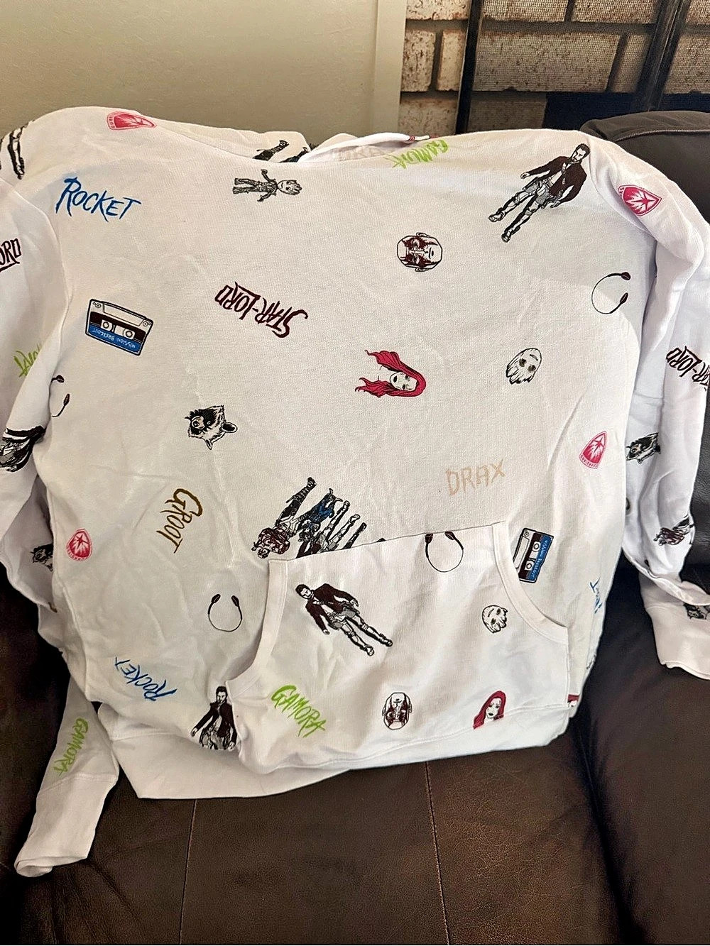 Marvel Graphic Print Hoodie in White & Multicolor